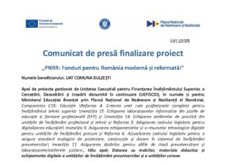 Comunicat de presă UAT COMUNA BULZEȘTI