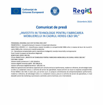 Comunicat de presă HEREG C&D SRL
