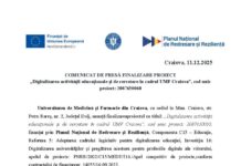 Comunicat de presă Universitatea de Medicină și Farmacie din Craiova