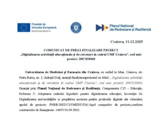 Comunicat de presă Universitatea de Medicină și Farmacie din Craiova