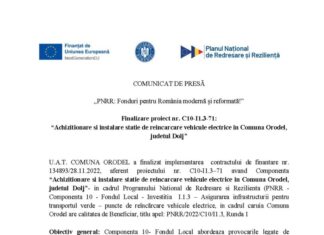 Comunicat de presă U.A.T. COMUNA ORODEL