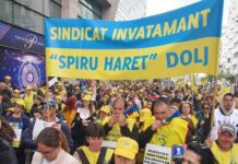 Proteste ale sindicaliștilor din învățământ, în fața Palatului Cotroceni