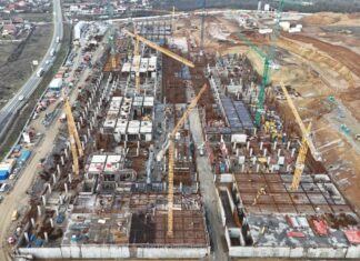 Lucrările pe șantierul Spitalului Regional Craiova avansează într-un ritm accelerat