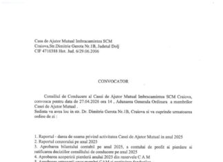 Convocator Casa de Ajutor Mutual Îmbrăcămintea SCM