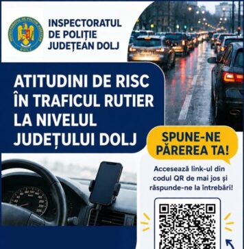 Inspectoratul de Poliție Județean Dolj: chestionar online adresat conducătorilor auto