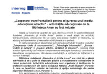 Comunicat de presă Biblioteca Județeană „Alexandru și Aristia Aman”